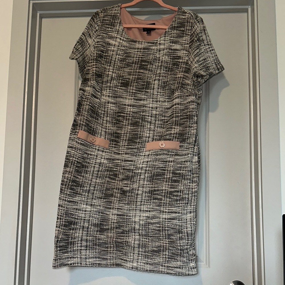 Chic Black and White Tweed Dress